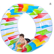 兒童充氣水上滾筒 爬行鍛鍊滾輪玩具, 透明+彩色,100*60*65CM, 1個