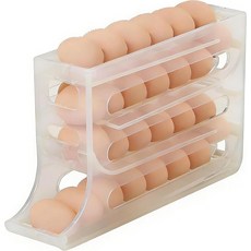 냉장고용 파이브베어 자동 롤링 달걀 홀더 4단 디스펜서 정리함 공간 절약 냉장고 보관 용기 주방 팬트리 조리대용 28개 보관투명도 75%, 75% Transparency