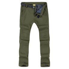 TBMPOY 남성용 스노우 스키 하이킹 팬츠 방수 겨울 플리스 안감 팬츠 캠핑 스키 아이스 낚시 팬츠 벨트 포함 01 두꺼운 그린 M 122132