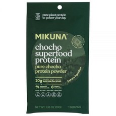 Mikuna Pure Chocho 슈퍼푸드 단백질 파우더 SGL 39.1g(1.4온스), Mikuna Pure Chocho 슈퍼푸드 단백질 파우, 1개