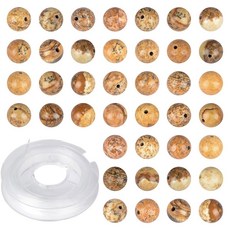 CMBYN 내추럴 스톤 DIY 황금 옵시디언 원형 구슬 8mm 100개 루즈 보석 구멍 1mm 팔찌 목걸이 귀걸이용 참 매끄러운, Yellow Picture Jasper, 4mm, 1개