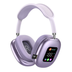 SMABAT 무선 헤드폰 LED 디스플레이 블루투스 헤드셋 노이즈캔슬링 헤드폰 블루투스5.4, 퍼플