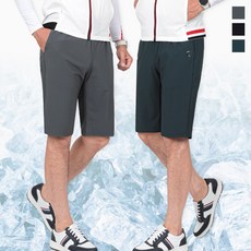 제로골프 여름 남성 골프 기능성 냉감 스판 쿨링 밴딩 5부 팬츠 심플 필드룩 골프복 스포츠 반바지