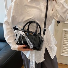 高顏值洋氣保齡球手提枕頭女2025新款春夏季時尚百搭斜挎, 黑色【無掛件】, 1個