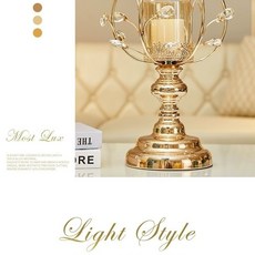 拾光優選好物 歐式美式高檔大燭臺擺件輕奢金屬浪漫燭光晚餐道具水晶餐桌婚禮, 大號燭臺送香薰蠟燭