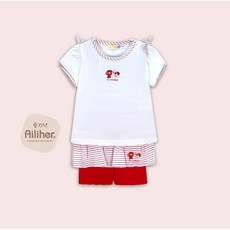 Ailiher 純棉幼兒典雅上衣褲裙套裝 短袖上衣短褲(1-3歲)(2色)童裝/女童/春夏/居家