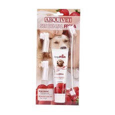 艾爾發寵物 ARQUIVET 可食性寵物牙膏牙刷組 (草莓/薄荷口味) - 寵物口腔護理首選, 1個, 草莓牙膏牙刷組