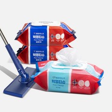 [홈쇼핑 정품] 혁명티슈 물걸레 청소포 + 밀대걸레 세트 가정용 1개 강력 2개 청소물티슈 바닥청소, 1세트