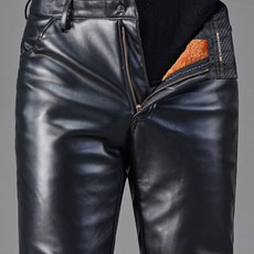 겨울 바이크 가죽바지 슬림 기모 팬츠 도톰 방한 방풍 벨트 겨울두꺼운 28 2ft1인치, 33 2ft6인치