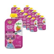 Earth's Best Organic s Snacks Sesame Street Toddler Snacks Organic Fruit Yogurt Smoothie for Tod, 믹스베리, 4.2온스(12개들이 팩), 1개