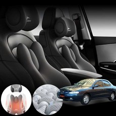 아반떼(95~00) 1.8 차량용 3D 인체공학 목 허리 쿠션 세트 블랙 1개