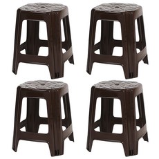 지오리빙 플라스틱 사각의자 4p 간이 야외 포장마차 편의점, 4개, 브라운