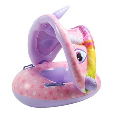 兒童游泳圈 嬰幼兒坐圈 防側翻 彩虹獸造型 1-3歲, 彩虹獸, 1個