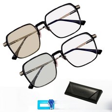 블루라이트 차단 남녀공용 변색 패션 오버핏 패션 안경 안경 예쁘 가벼운 뿔테 선글라스 렌즈 안경테 세트
