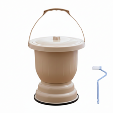 보이저 특대형 노인 요강 이동식 환자 간이변기, 1개, 카키