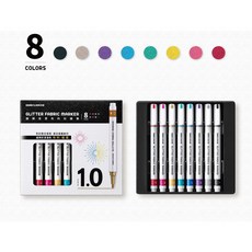 雄獅 GFM-3010 金蔥布料彩繪筆 (8色) - 布料彩繪、金蔥效果、安全無毒、色彩鮮明, 1個
