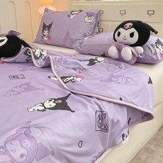 산리오 시나몬롤 귀여운 강아지 여름 쿨 냉감 이불 낮잠 아기 유아 신생아, 1개, 니트 면직물-퍼플쿨로미