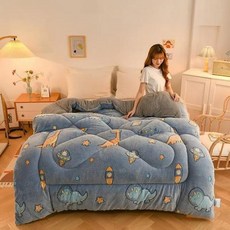 부드럽고 따뜻한 겨울 양털 이불 두꺼운 이불 따뜻한 면 양면 벨벳 킹 퀸 풀 사이즈 담요 5.5kg, 07 Style B