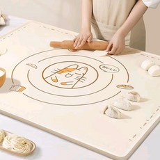 抗菌加厚硅膠墊 揉麵墊 食品級硅膠面板 家用擀麵墊, 1個, 卡通圖案#防滑+無異味#【贈切面刀】,新升級【第九代】【70x50cm】