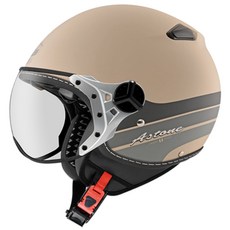 ASTONE KSS DD95 內墨鏡 法國飛行員風格 小帽體 半罩 3/4罩 安全帽 復古帽 雙鏡片設計, 平卡其/灰,L (57-58CM)