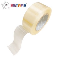 王佳ESTAPE 玻纖單面膠帶 單向強力玻璃纖維膠帶 透明纖維 強力黏貼 居家修繕 物品搬運 綑綁固定 防颱 防潮, 1個, 50mm x 10M（無外盒裸裝寄出）