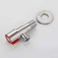SUS 304 스테인레스 스틸 앵글 밸브 주방 욕실 액세서리 화장실 싱크 분지 용 앵글 밸브 G12 스레드 온수기, 02 RED