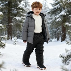 BAY-B 유아 스키복 아동 스키바지 키즈 겨울 방한 패딩 눈썰매복 스노우 팬츠 블랙