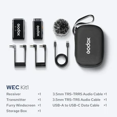 Godox WEC KIT1 KIT2 2.4G 미니 무선 라펠 마이크 충전 케이스 포함 스마트폰 카메라 팟캐스트 인터뷰 유튜, 01 WEC Kit1
