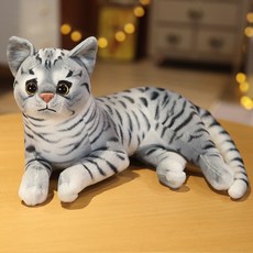 아메리칸 쇼 및 샴 고양이 봉제 인형 실물 같은 동물 애완 장난감 어린이 집 장식 선물 29cm, [01] 29cm, [03] dark gray, 1개