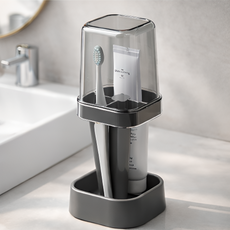 로나타 비말차단 위생 칫솔 거치대 스탠드형, 1개, 시티블랙