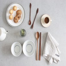 장미목 홈카페 티스푼 세트 간식 브런치 과일포크 후식 푸딩 커피스푼, 나뭇잎 롱포크