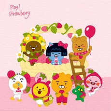 리틀 카카오프렌즈 딸기 핑크 그림그리기 캔버스 40x40, 단품