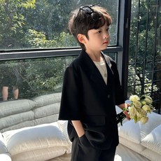 兔巴叮童裝 花童男童夏季短袖西裝禮服套裝 兒童休閒演出服 鋼琴主持人服裝 洋氣兩件套 開學畢業禮服