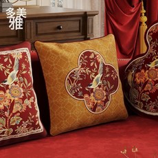 DIU 新中式長條抱枕結婚高級感靠枕沙發如意形抱枕中國風, 錦雀芳華-雲棲【方形抱枕】