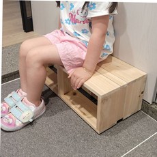 홈꾸의자 어린이 신발정리대 슈즈랙 수납 원목 유치원 네추럴 나무의자, 본상품