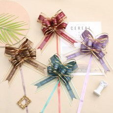 포장용품 리본장식 16cm 리본끈 접착포장용, 골드(e)