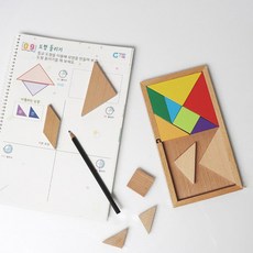 공간지각력 문제해결 도형학습 칠교 원목 교구세트 (교재4권포함) G_29477, 1개
