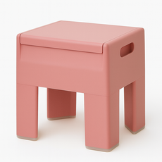 지누아 스툴박스 포인트체어 수납의자 캐비닛스툴 미드센츄리, 코랄핑크