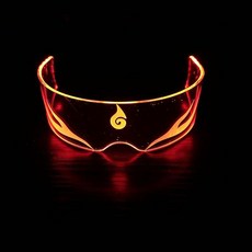 臺灣出貨賽博朋克科幻led發光眼鏡未來科技感酒吧蹦迪網紅表演拍照超炫酷kwoyu, 1個, 哪吒發光眼鏡【雙邊可變色】
