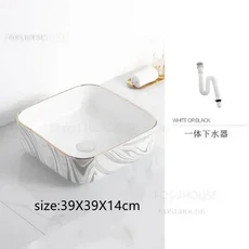 현대식 카운터탑 세면대 가정용 욕실 싱크대 소형 발코니 호텔 홈스테이 세라믹, 03 K 39X39 single basin