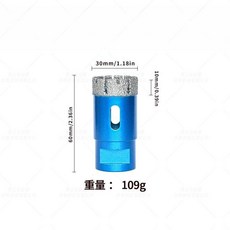 브레이징 직선 톱니 드릴 비트 대리석 타일 석재 앵글 그라인더용, 1개, 3. 30