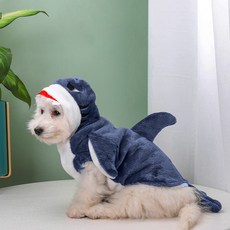 寵物衣服立體鯊魚造型 狗狗秋冬服飾, 鯊魚 深藍色,S, 1個