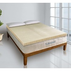 Turmerry 7 Zone 그린 천연 유기농 라텍스 매트리스 토퍼 킹 사이즈 - 5.1cm(2인치) 부드러운 플러시 베개 탑 GOLS 인증 폼 침대 패드 옆으로 자는 분들을