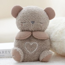 숨쉬는 인형 살아있는 유도 봉제 신생아 도움 수면 수유용 음악 소리 빛 흔들리는 장난감, 1개, 2437 작은 곰