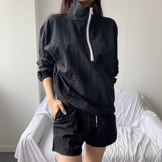 MINTWINI 男女通用情侶款Anorak短褲套裝防風運動服套裝運動服運動服排汗拉鍊長袖沙沙聲夏季換季假期穿搭