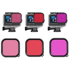 [특가]make speed 고프로 9 10 11 12 13 방수하우징 수중렌즈필터 3종, 1세트