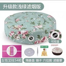 【】艾灸蒲團坐墊坐灸儀美容院熏蒸儀器艾灸盒隨身灸家用臀部艾炙器具 8HJZ, 大號控溫款清新綠+女性54艾柱五件套, 1個