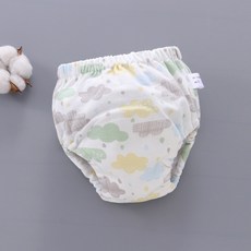 六層紗寶寶訓練褲 學習褲 防水 布尿布 訓練褲 尿布褲 隔尿褲 學習內褲 戒尿布 學習戒尿布 學習 尿布 訓練尿布 訓練, 1個, 雲朵,L碼, 雲朵