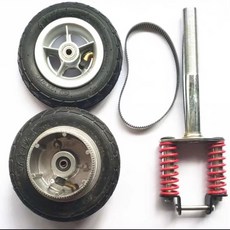 小衝浪scooter電動滑板車六寸充氣輪胎，6x1.25寸輪子PU輪，花蓮出貨改裝減震前叉, 充氣前輪+後輪+減震前叉+皮帶, 1個