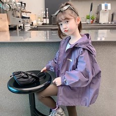 賣場優選童裝 女童外套 女童衝鋒衣外套秋裝2025新款洋氣兒童春秋款小女孩運動連帽上衣潮